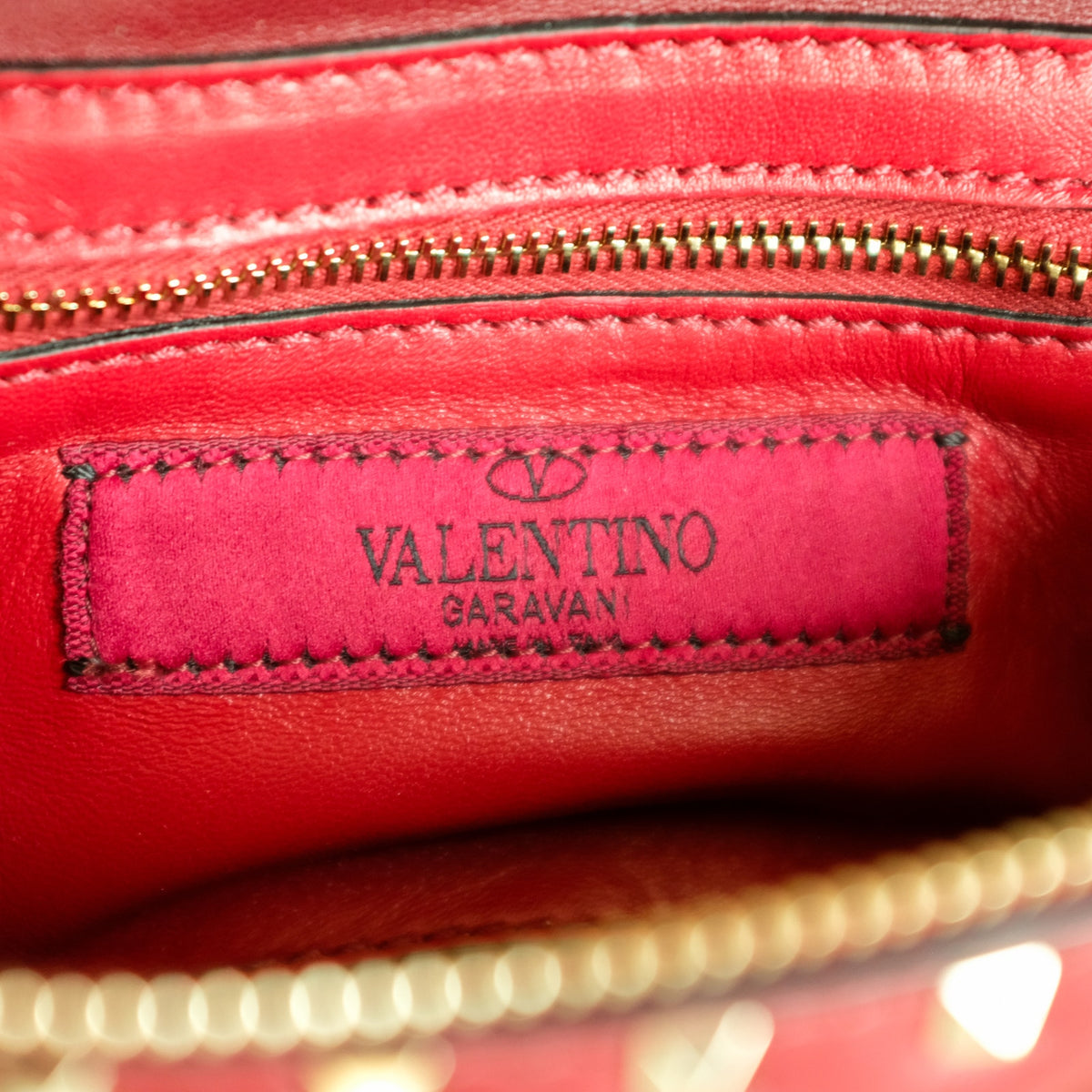 Valentino Rockstud Red Leather Belt Bag - Gold Studs