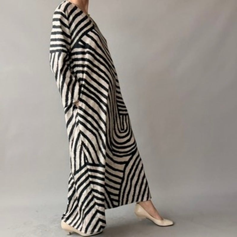 Vintage Zebra Print Maxi Dress
