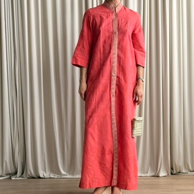 Julius Lonseheiy Coral Maxi Tunic - Floral, Gold Trim, 3/4 Sleeve, Fits M