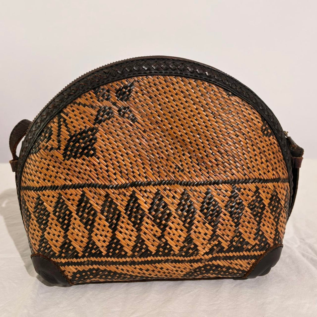 Vintage Trontieres Floral Leather Crossbody - Made in Indonesia