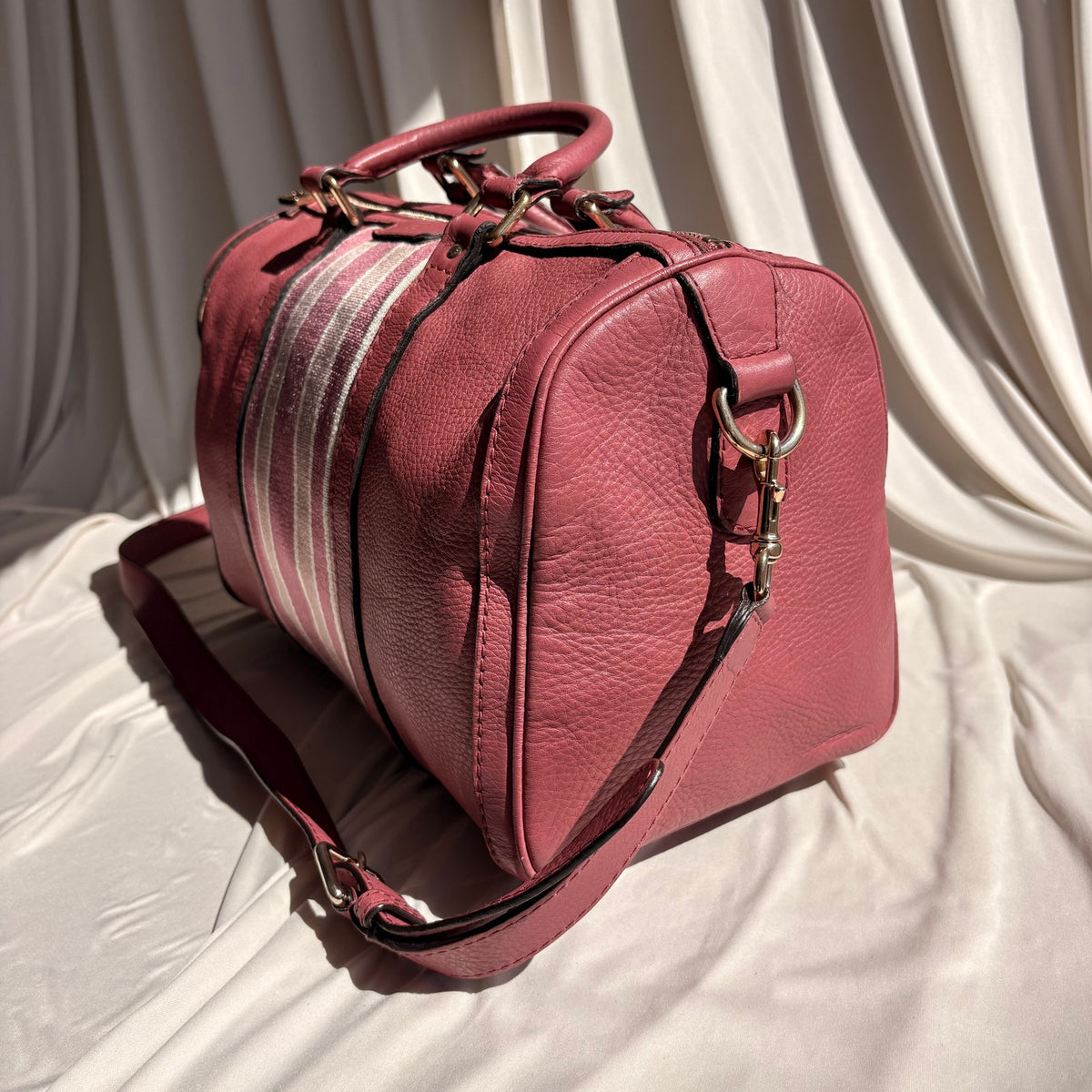 Gucci Web Joy Boston Bag Satchel - Pink Leather, Canvas Web Detail