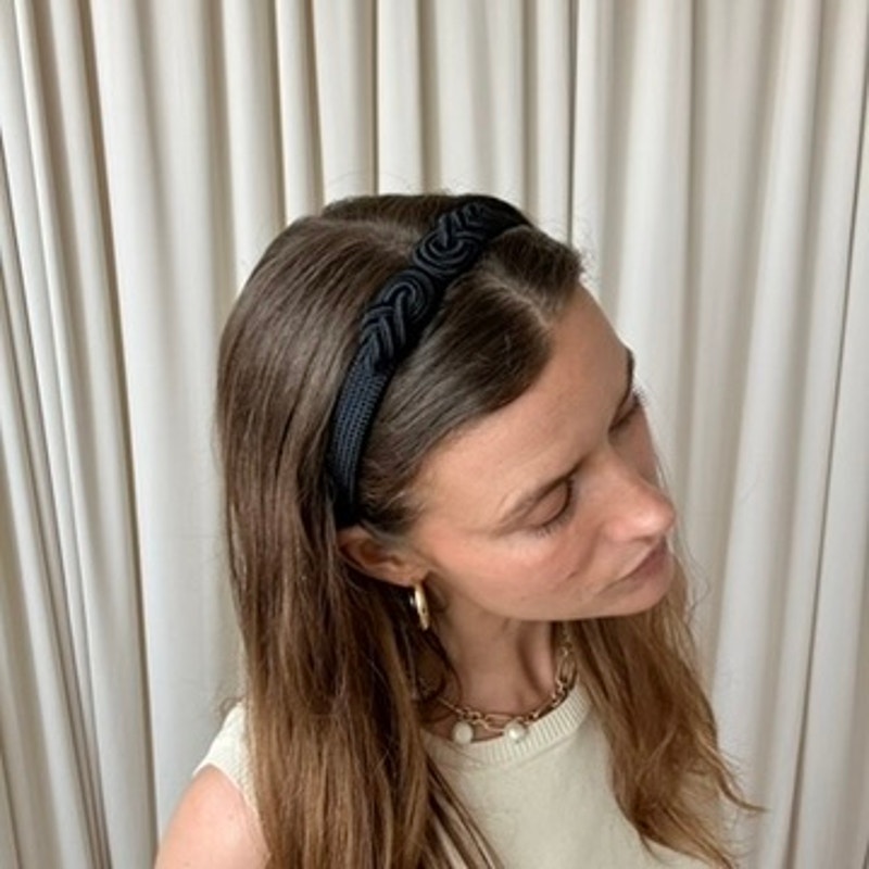 Black Rope Knot Headband - Retro, 13"