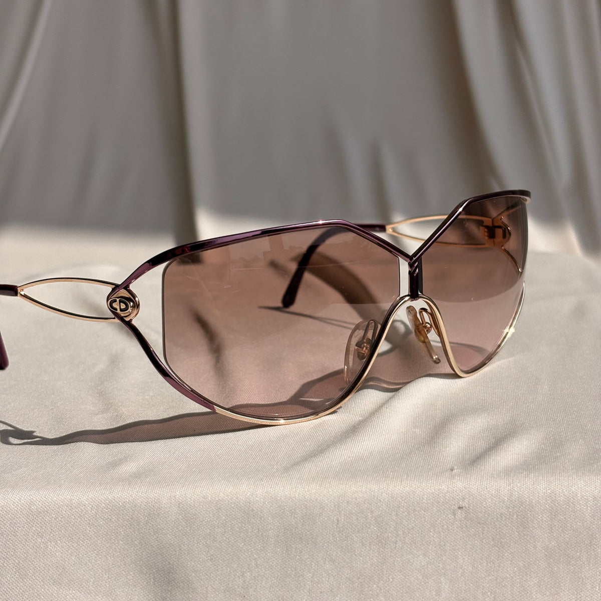 Vintage Christian Dior 2345 Wraparound Sunglasses - Purple, Gold