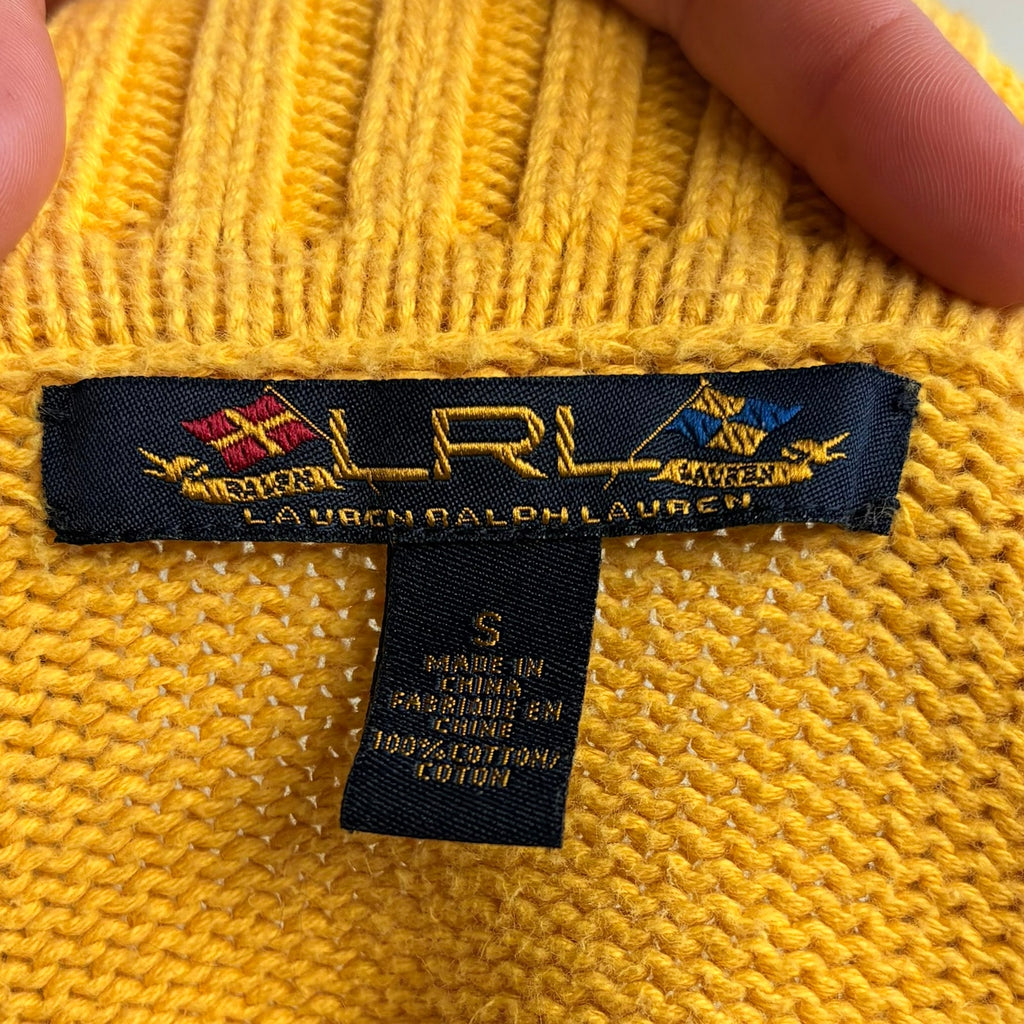 Lauren by Ralph Lauren Yellow Ribbed Sweater - Gold Hardware, 100% Cotton, Size Small