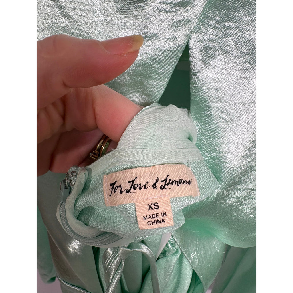 For Love & Lemons Lennox Dress - Metallic Mint, Size XS