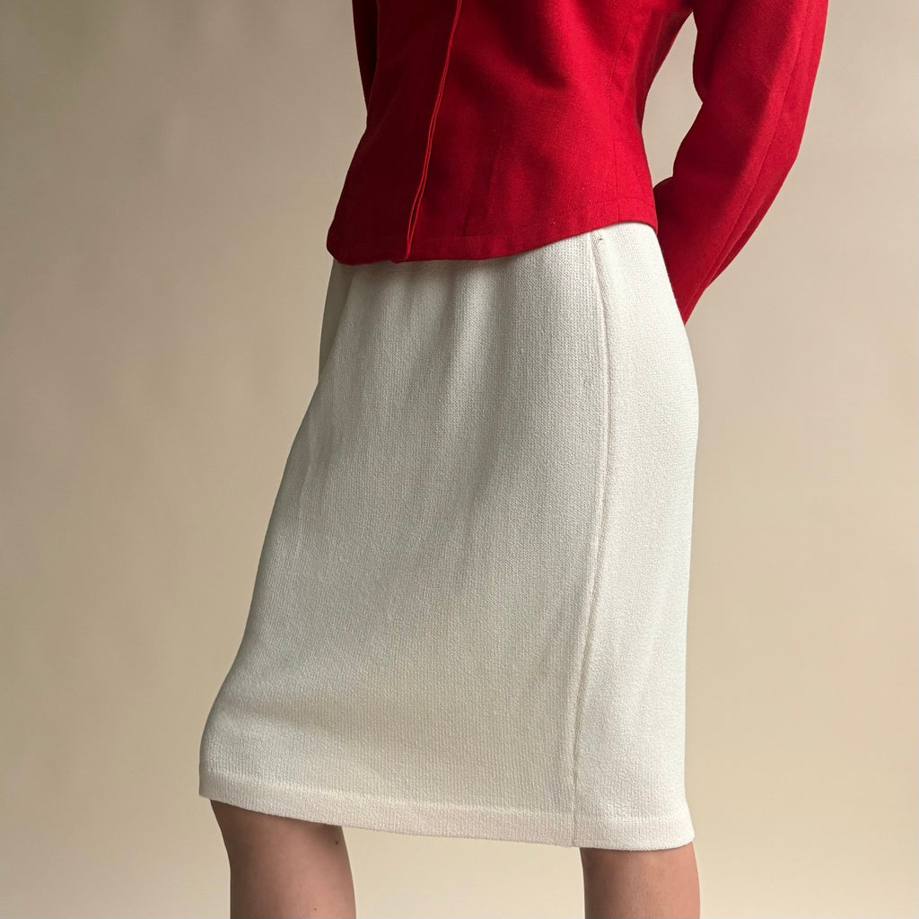 St. John by Marie Gray White Knit Skirt - Made in USA, Size 4
