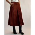 Vintage Burnt Orange Genuine Suede Midi Skirt
