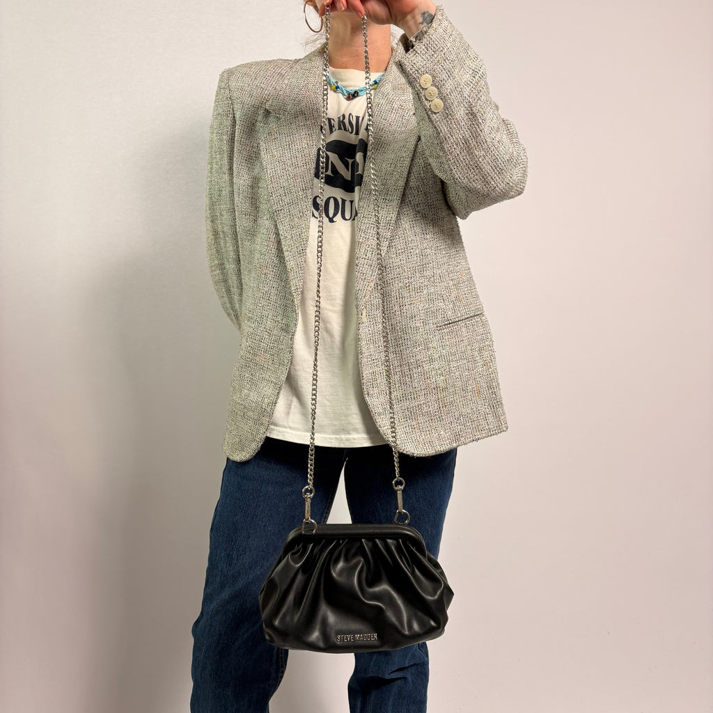 Steve Madden Bnikki Bag - Black Vegan Leather with Silver Chain