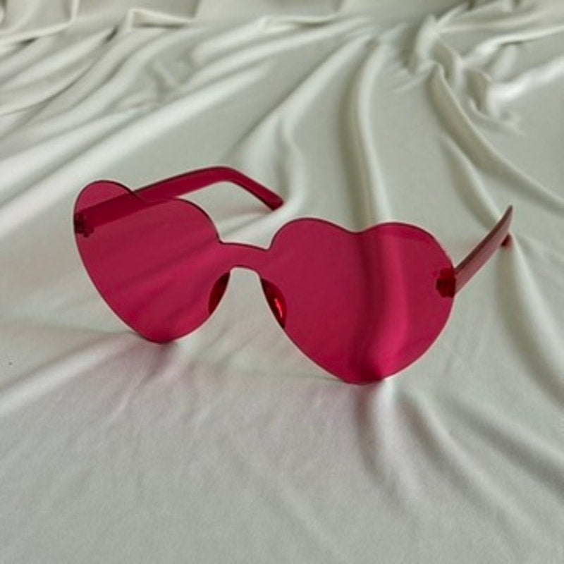 Pink Heart-Shaped Sunglasses - Plastic, Y2K Style