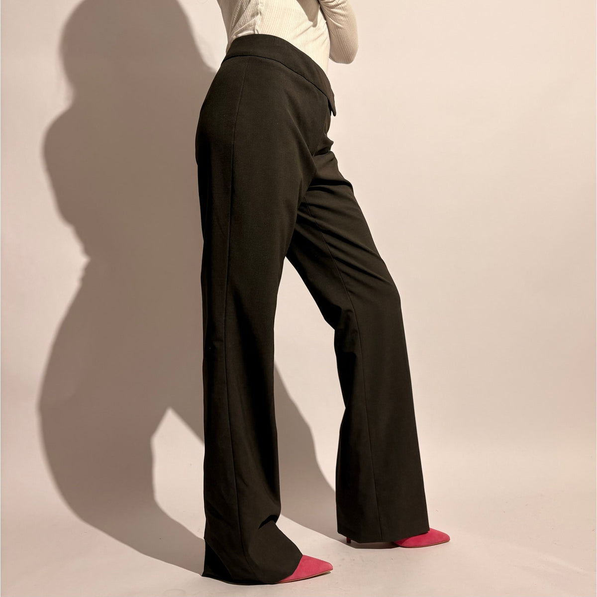Dark Grey Mid Rise Flared Trousers - 4