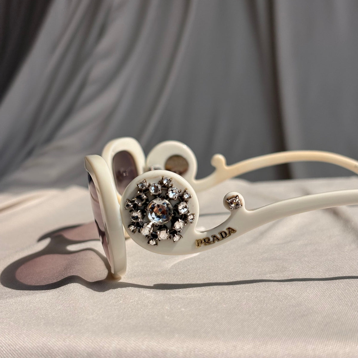 Prada Crystal Absolute Collection 33P Minimal Baroque Sunglasses - White, Crystal