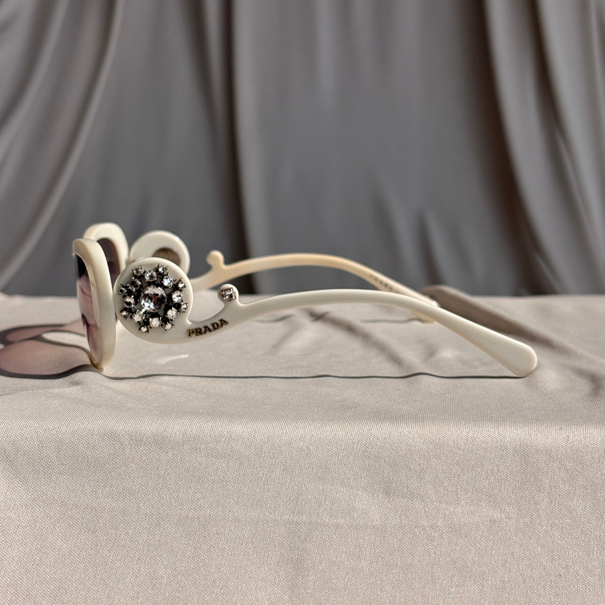 Prada Crystal Absolute Collection 33P Minimal Baroque Sunglasses - White, Crystal