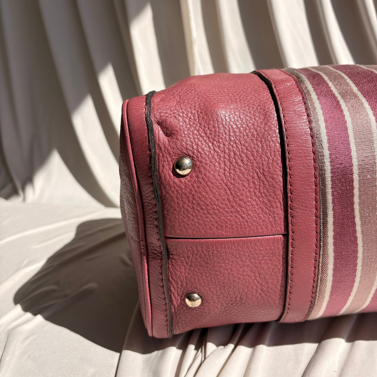 Gucci Web Joy Boston Bag Satchel - Pink Leather, Canvas Web Detail