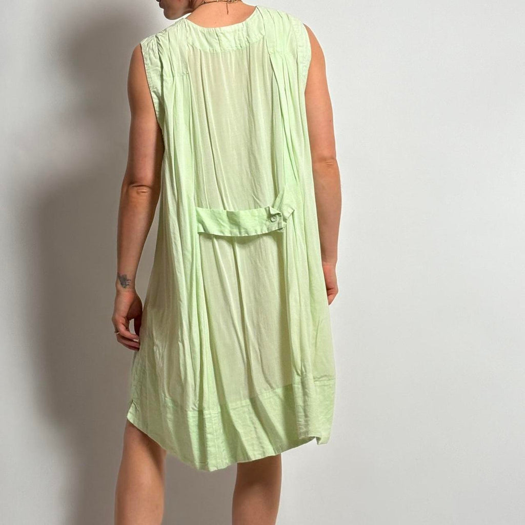 Tambourine Seafoam Green Pleated Dress - Sleeveless, Cotton, XS (Fits M/L)