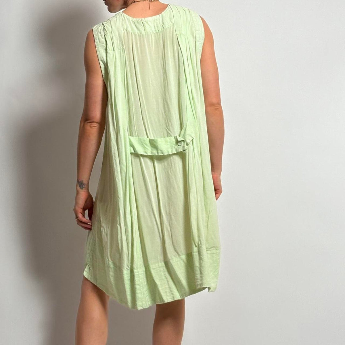 Tambourine Seafoam Green Pleated Dress - Sleeveless, Cotton, XS (Fits M/L)