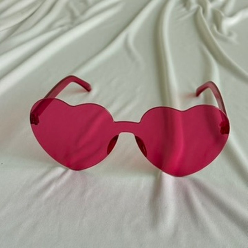 Pink Heart-Shaped Sunglasses - Plastic, Y2K Style