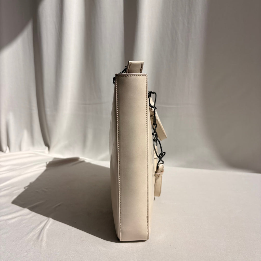 Vintage Prada Vitello Catena Tote Bag - Ivory Calfskin
