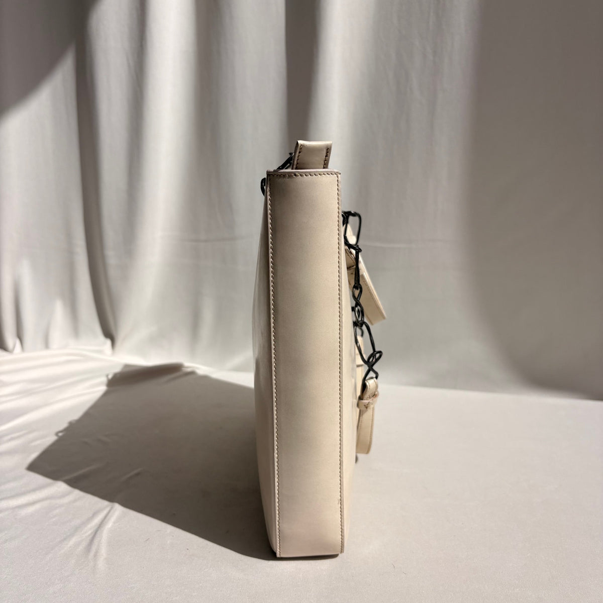 Vintage Prada Vitello Catena Tote Bag - Ivory Calfskin