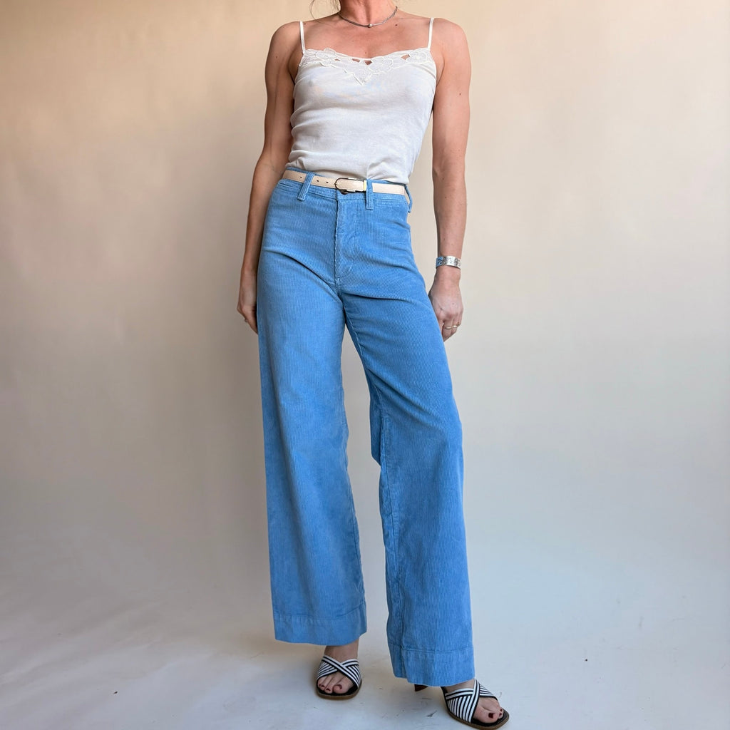 Gap Baby Blue High-Waisted Corduroy Pants - Wide Leg, 00, Y2K