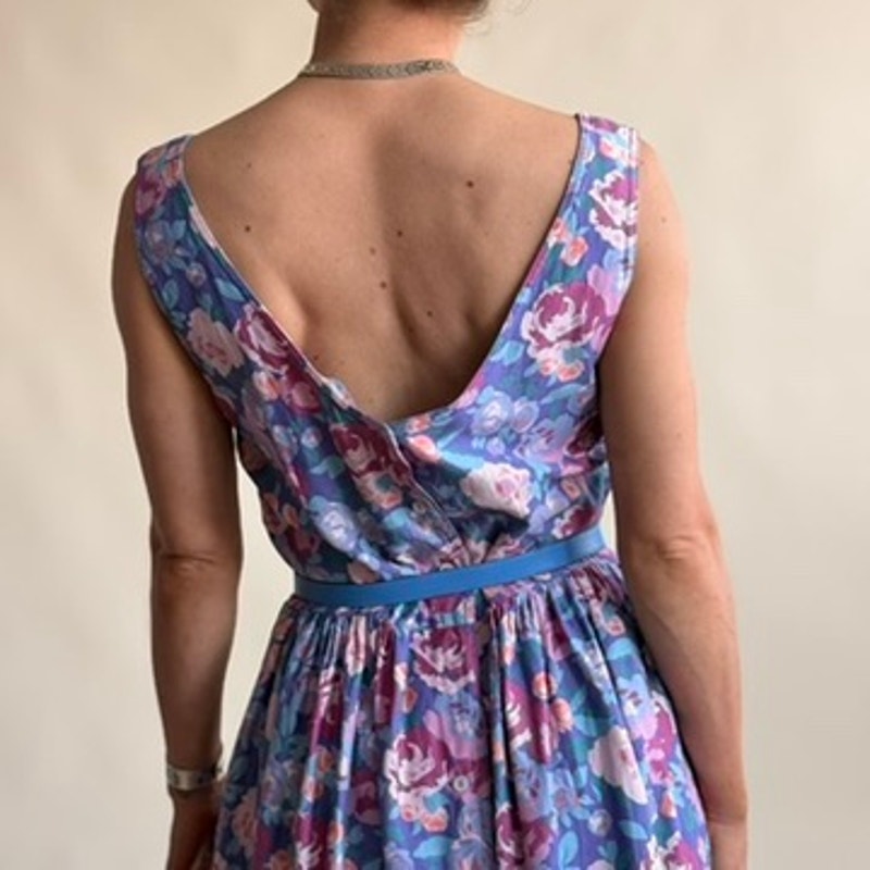 Alpenblick Pink & Purple Floral A-Line Dress - Cotton Size 10 (Fits S)