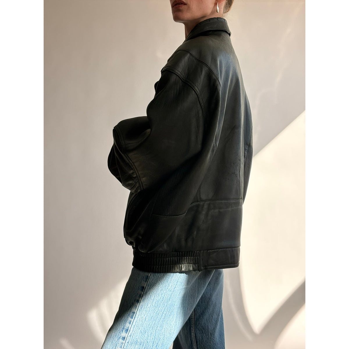 Vintage 1980s Members Only Black Leather Bomber Jacket