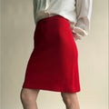 Red A-Line Knit Skirt - St. John by Marie Gray Style, Fits Small