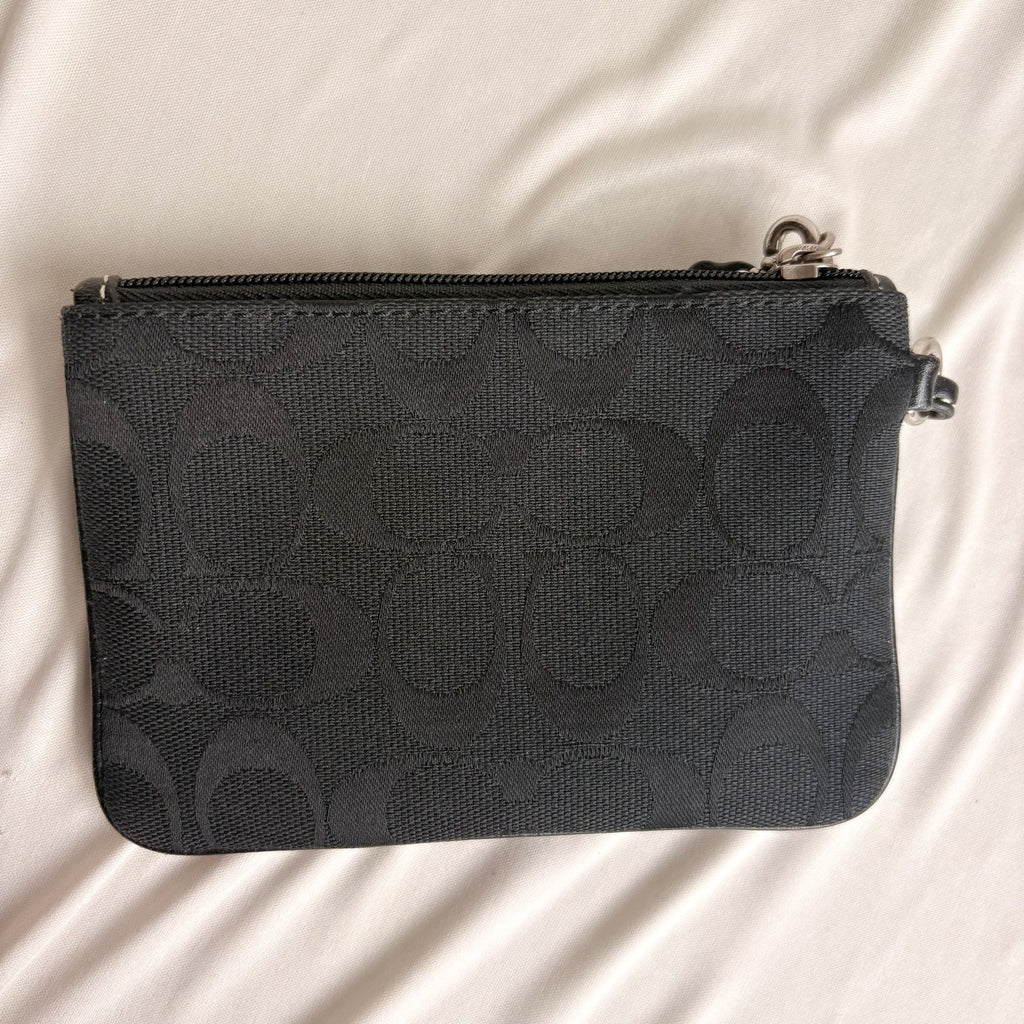 Vintage Coach Signature Canvas & Leather Wristlet - Black