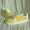 Versace Vitello Stampa Barocco White Leather Sneakers Unisex EU40 Medusa