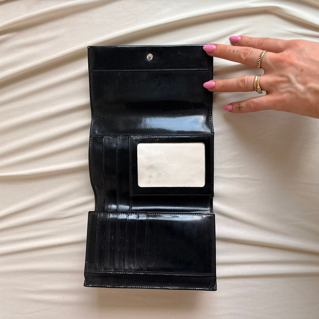 Gucci Patent Logo Wallet - Black, Trifold, Vintage