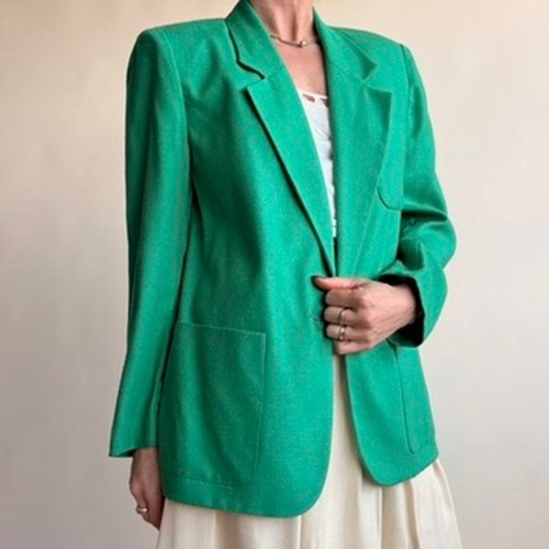 Lloyd Williams Green Blazer - Boxy Silhouette, Lightweight, Size 4