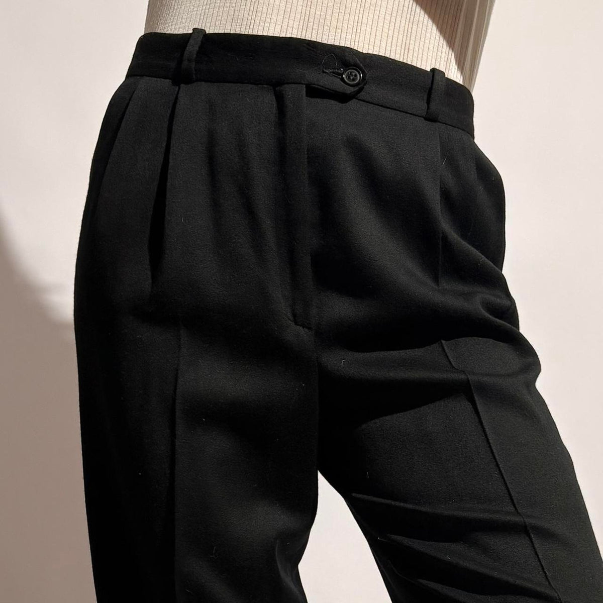 Italian Wool High-Waisted Tuxedo Pants - Fits Size 2