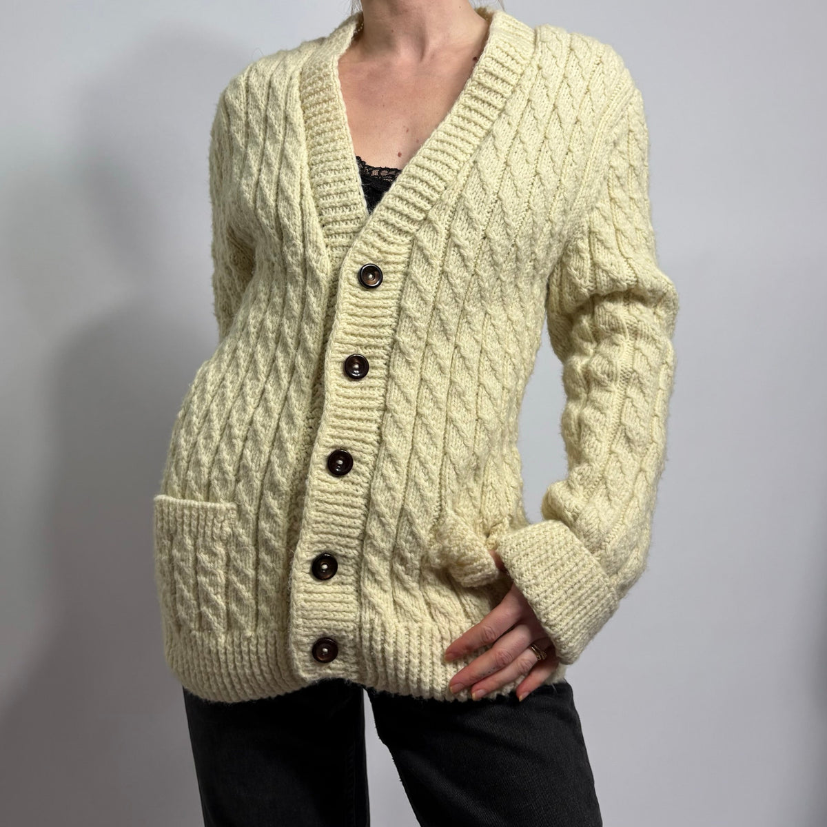 Fisherman's Cable Knit Cardigan - Cream