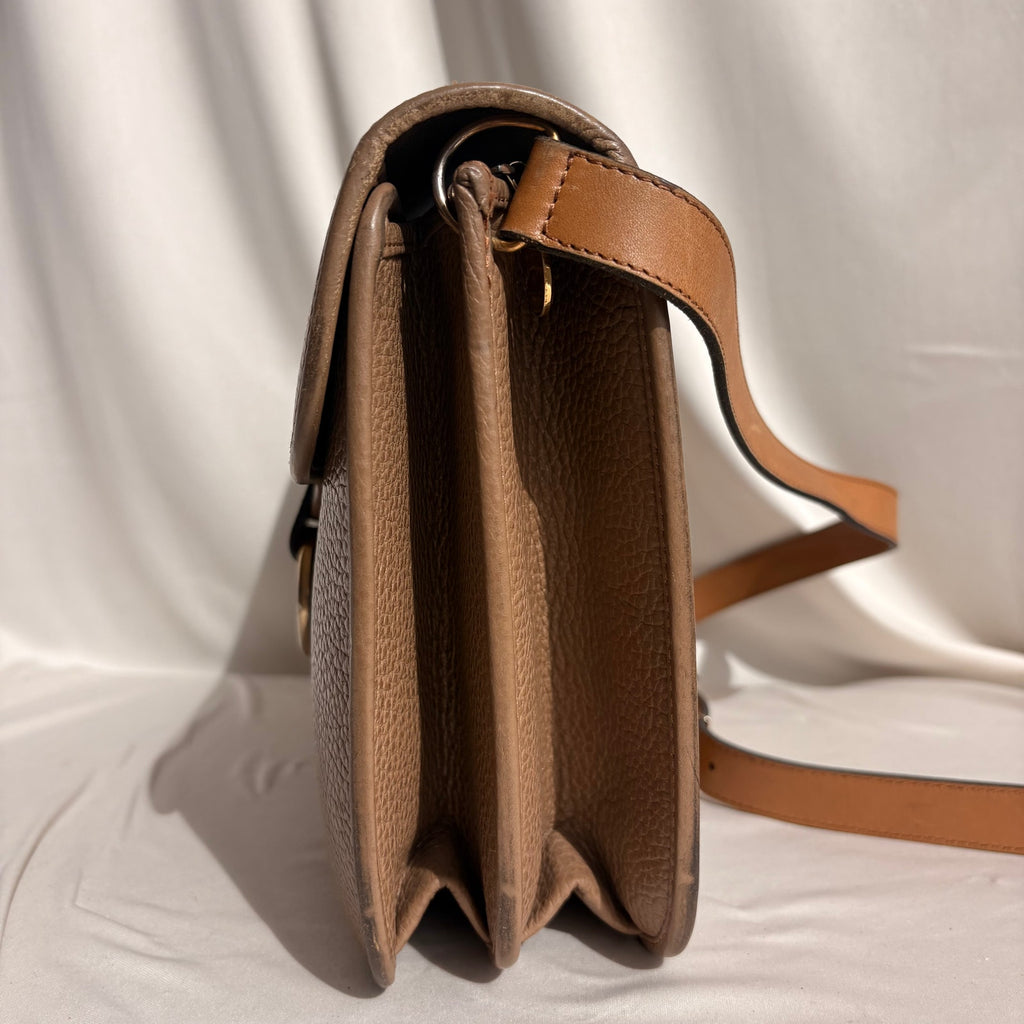 Vintage Christian Dior Oval Buckle Tan Leather Shoulder Bag