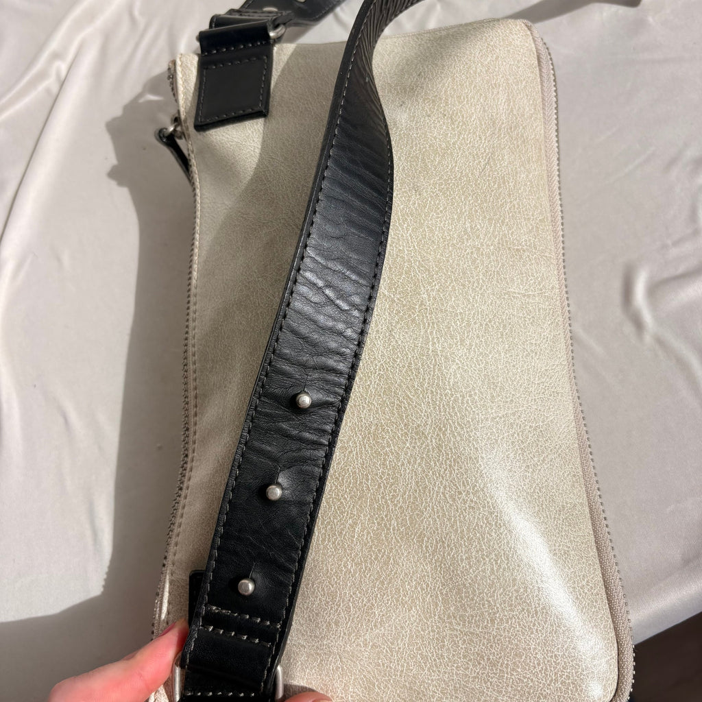 Vintage Jean Paul Gaultier Cream & Black Studded Belted Crossbody Bag