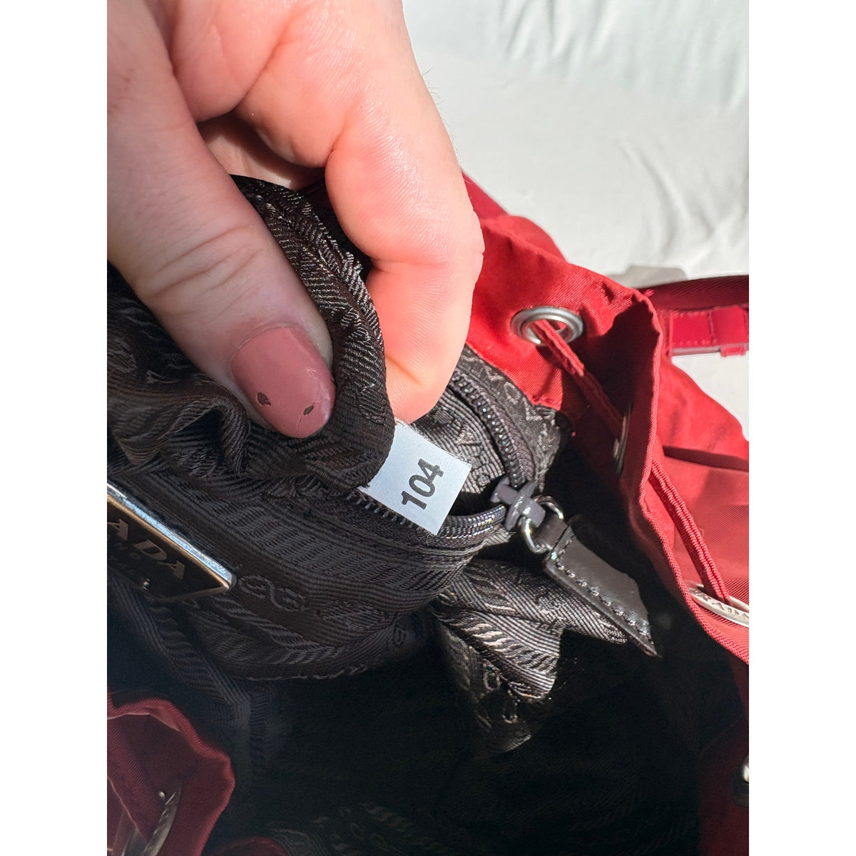 Vintage Prada Red Tessuto Vela Nylon Drawstring Backpack