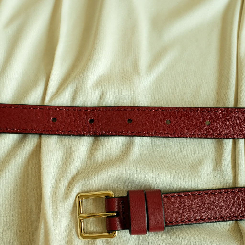 Valentino Rockstud Red Leather Belt Bag - Gold Studs