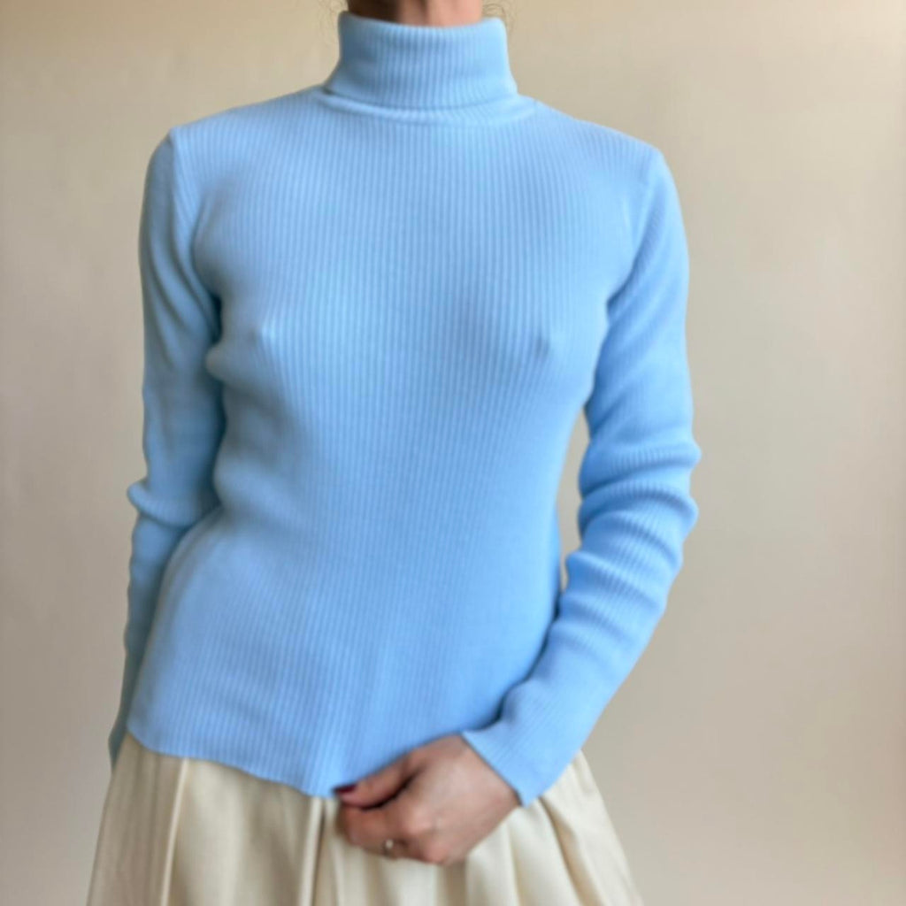 Irresistibles Robin's Egg Blue Ribbed Turtleneck - Size Small