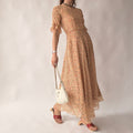Vintage 70s Handmade Ditsy Floral Chiffon Maxi Dress - Small