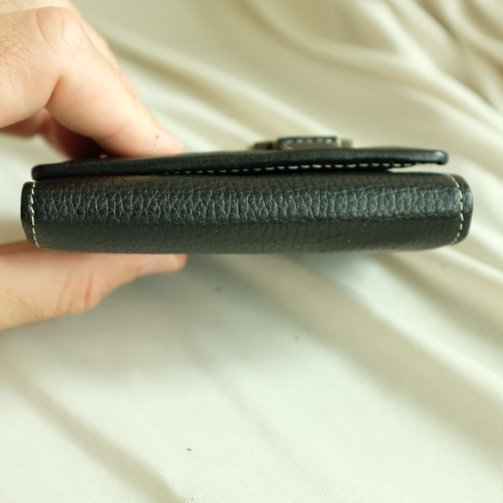 Christian Dior Leather Trifold Wallet - Black, Gold Hardware