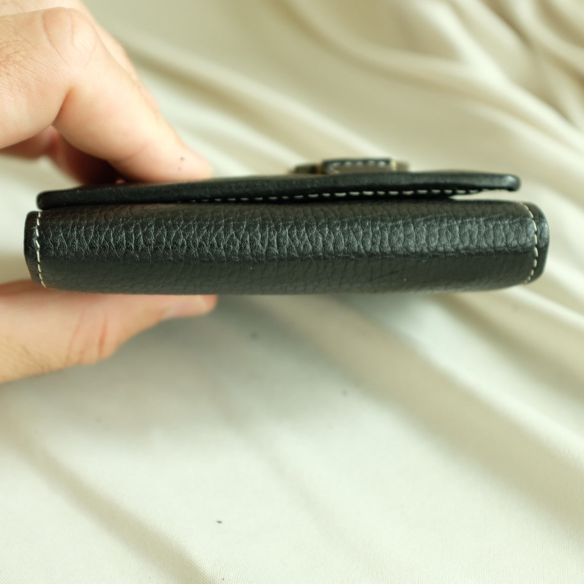 Christian Dior Leather Trifold Wallet - Black, Gold Hardware