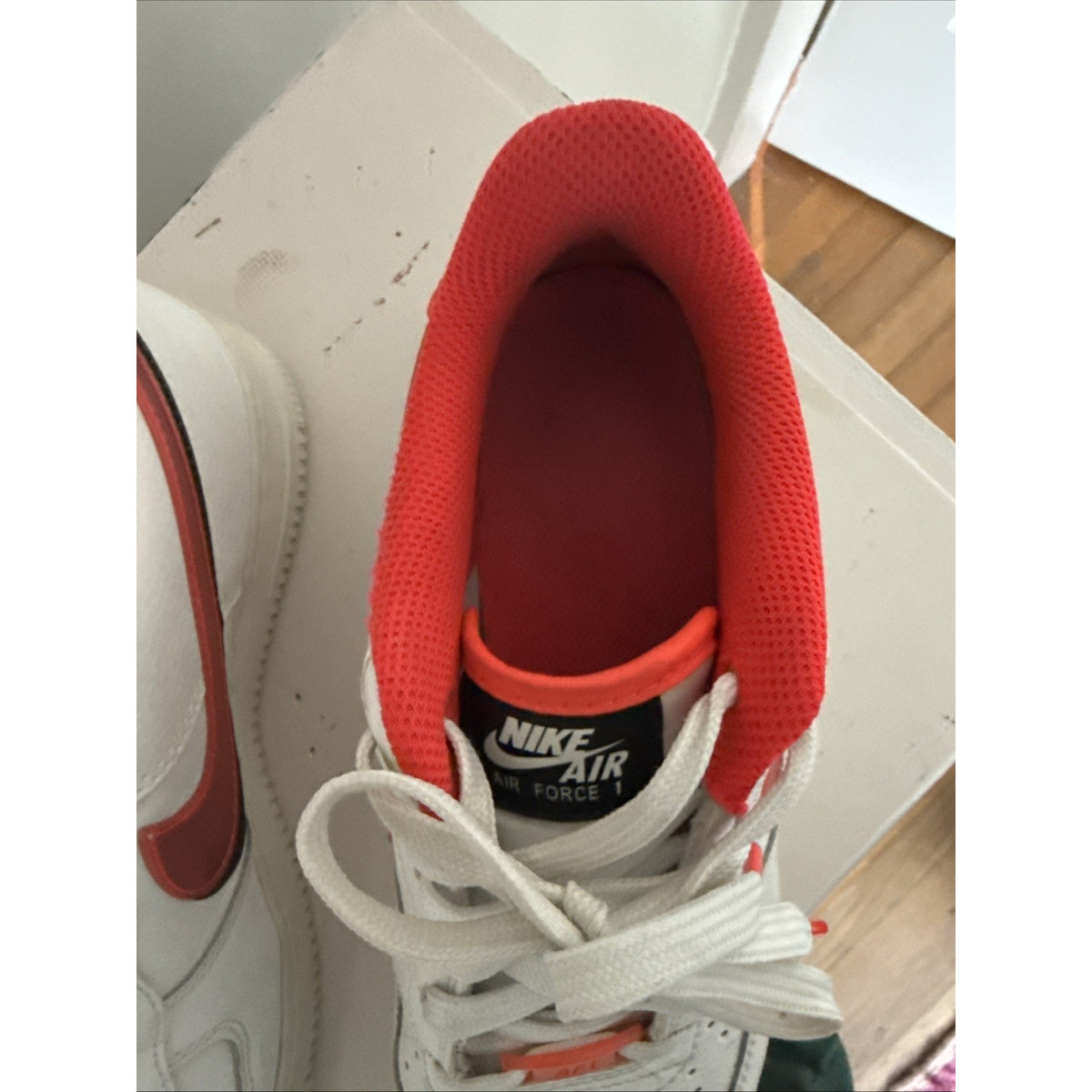 Nike Air Force 1 LV8 GS White Double Swoosh Crimson (CW1574-101) Size 6.5Y