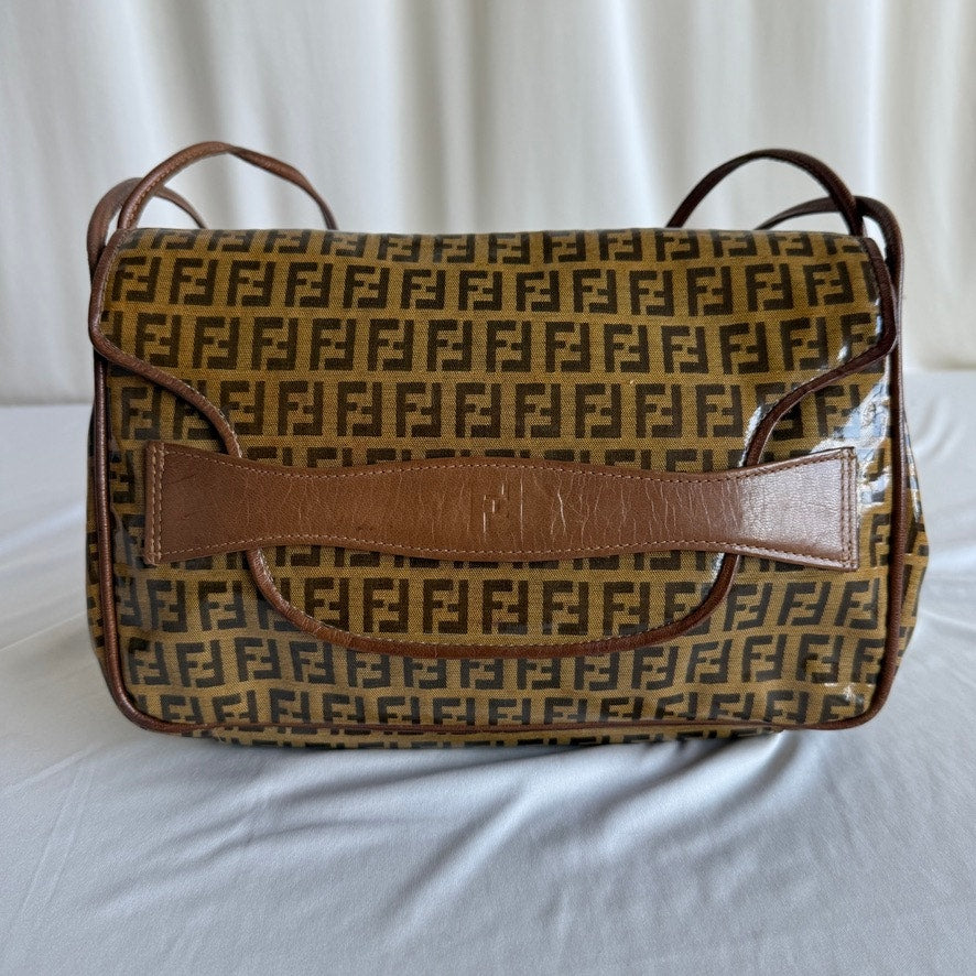 Vintage Fendi Zucca Monogram Coated Canvas Crossbody Bag - 90s