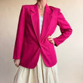 Lloyd Williams Fuchsia Blazer - Padded Shoulders, Single Button, 80s Office Siren, Size 4