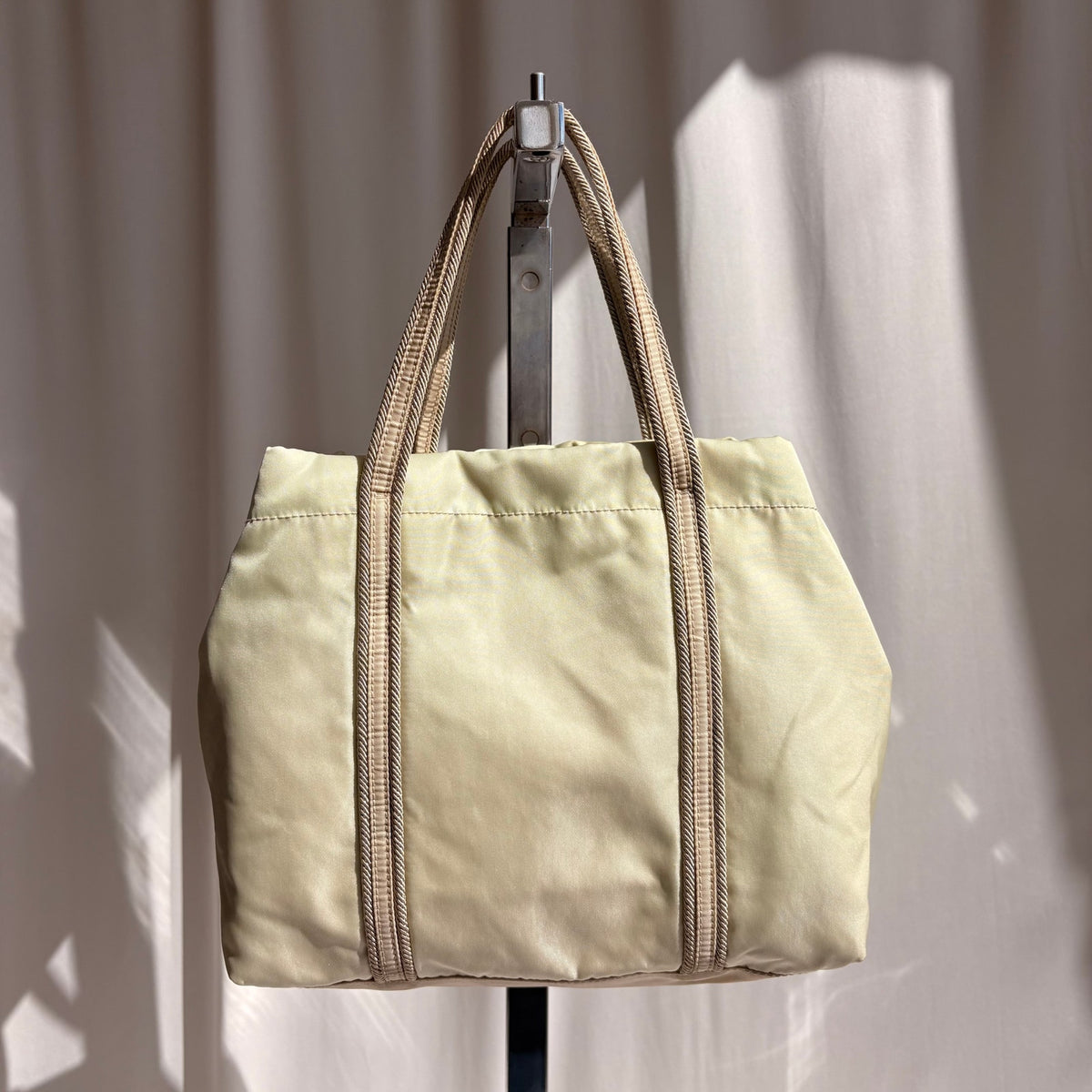 Vintage Prada Tessuto Marchio Nylon Rope-Trim Tote, Sage