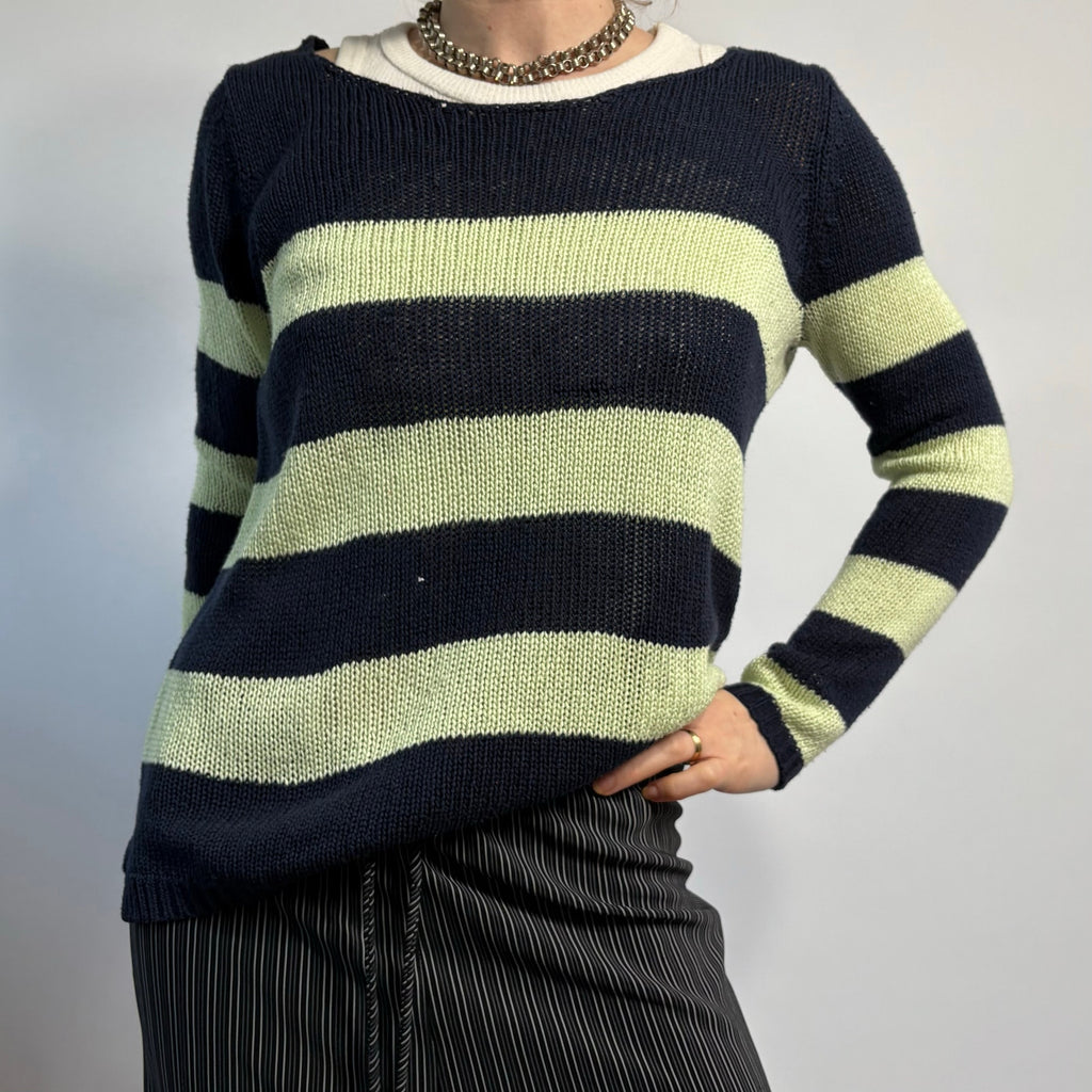Olive & Oak Striped Open Back Sweater - Size Small