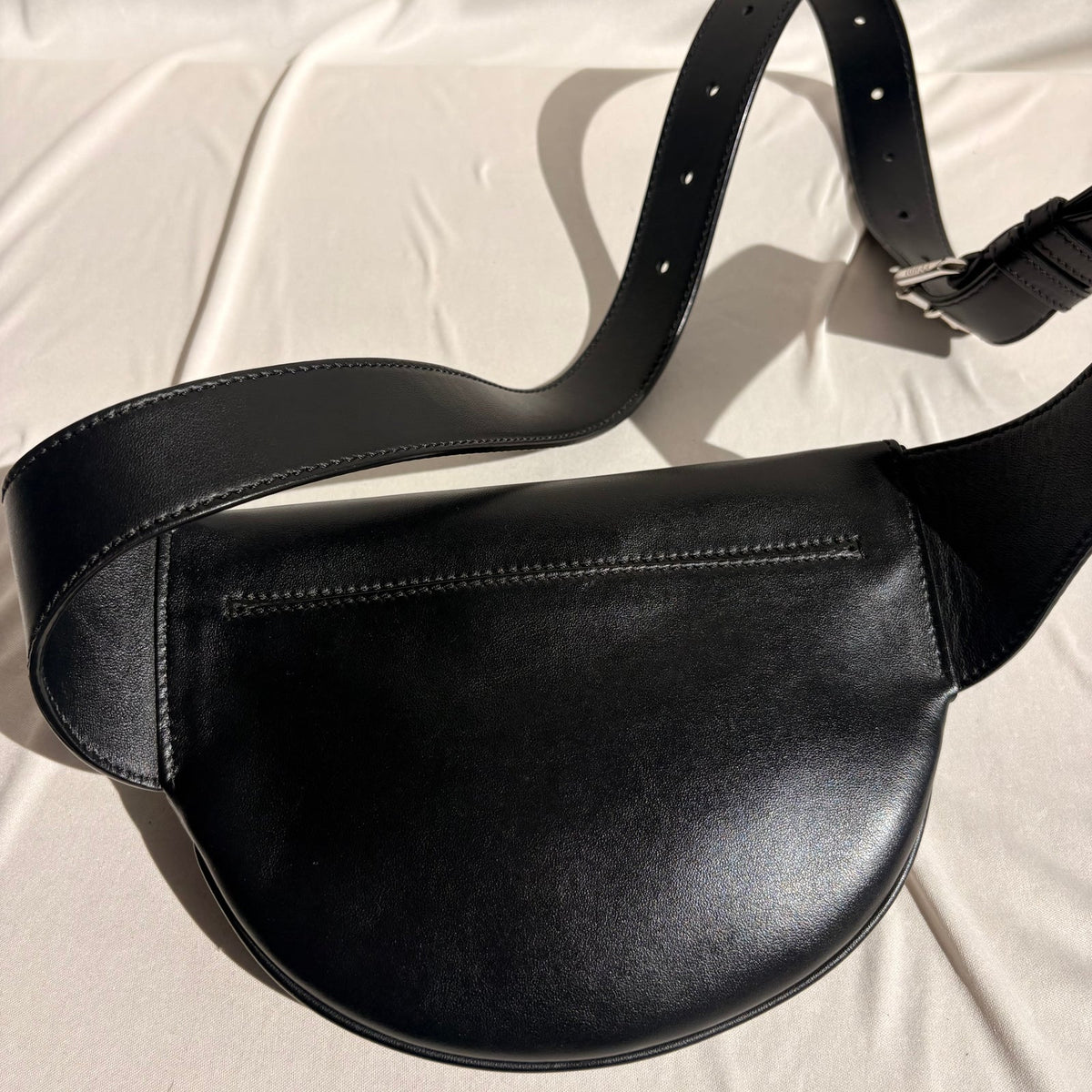 Fendi Roma Logo Black Leather Belt Bag - 3D Embossed Logo