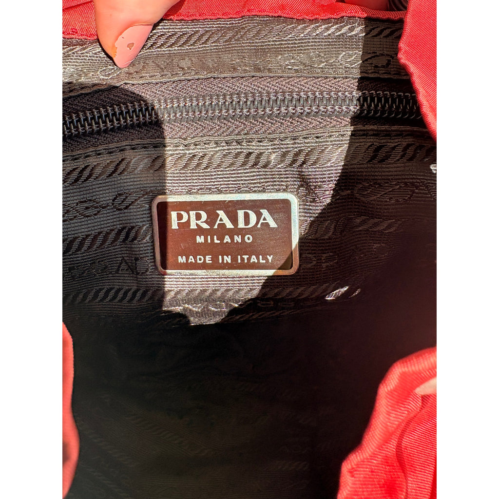 Vintage Prada Red Tessuto Vela Nylon Drawstring Backpack