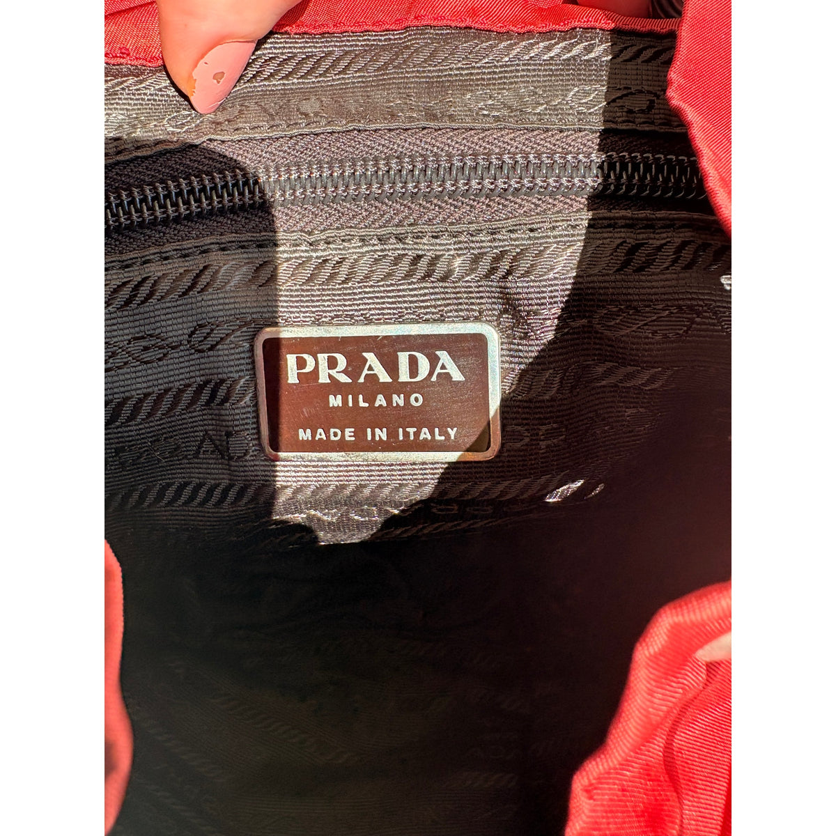 Vintage Prada Red Tessuto Vela Nylon Drawstring Backpack