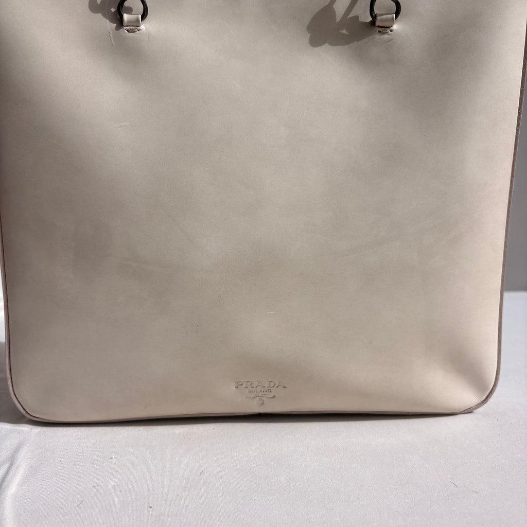 Vintage Prada Vitello Catena Tote Bag - Ivory Calfskin