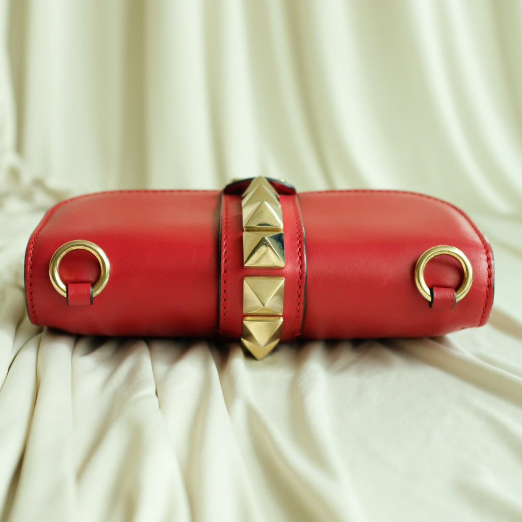 Valentino Garavani Glam Lock Rock Stud Red Shoulder Bag